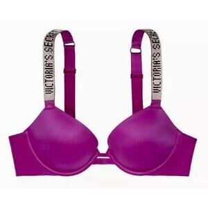 Victoria’s Secret Very Sexy 34D EMBELLISHED CRYSTAL STONE Bra Plum Glam Y2K 90s